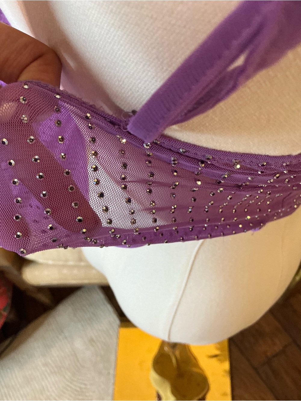 🧚‍♂️Y2K Lavender Rhinestone Asymmetrical Festival Handerchief Top Fairy Festival - Picture 8 of 10